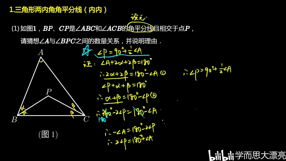 三角形 双角平分线三大模型证明过程 哔哩哔哩