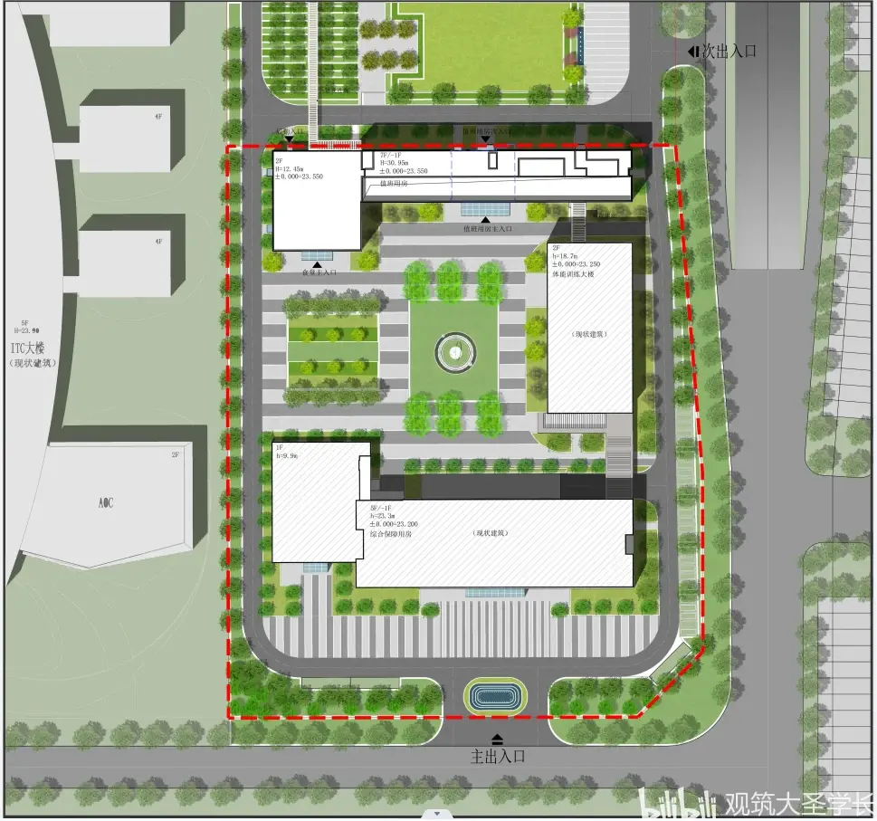 这里我将平面拆分为,红线,现状建筑
