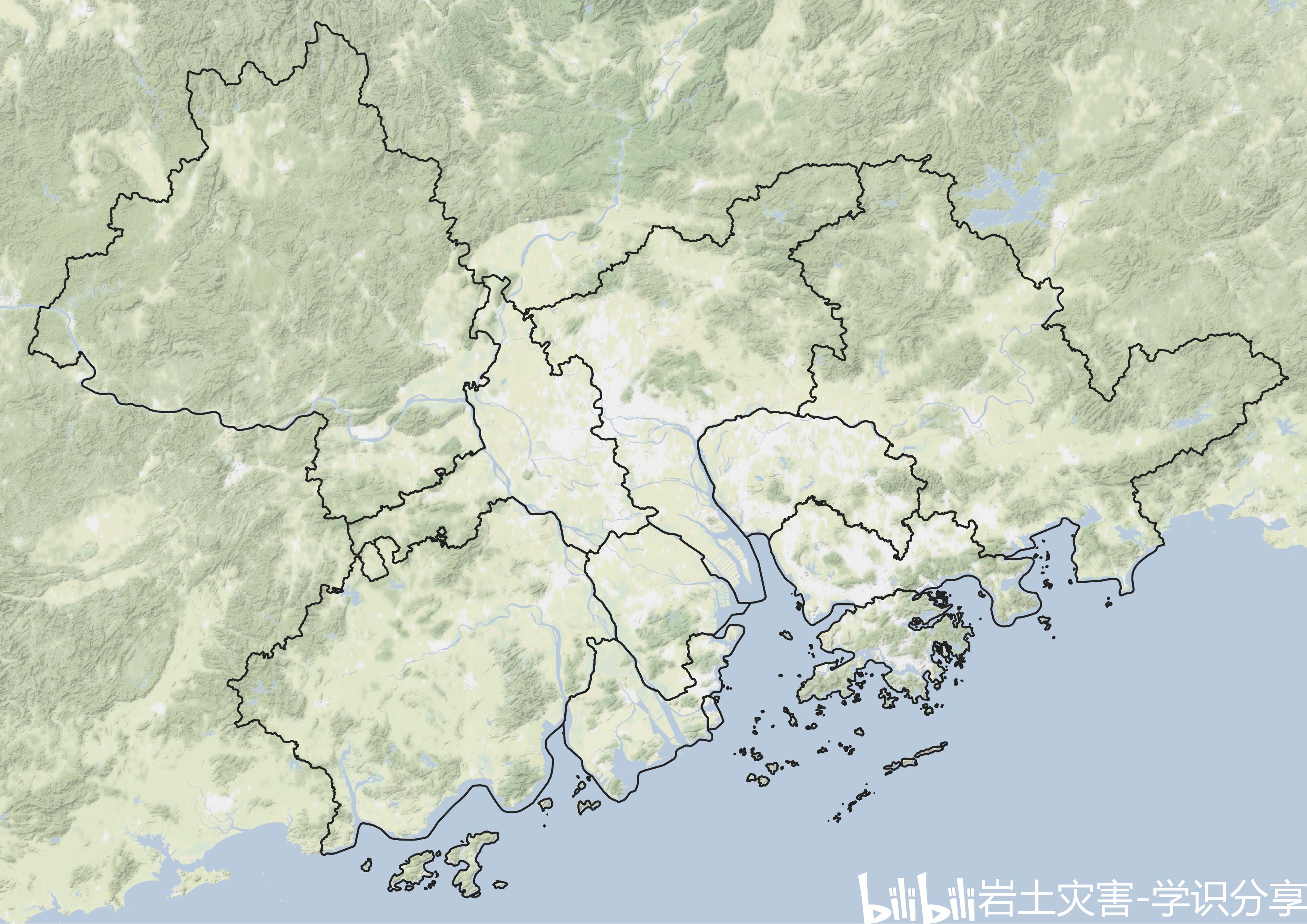 粤港澳大湾区行政区划图、DEM地形图、水系图 - 哔哩哔哩