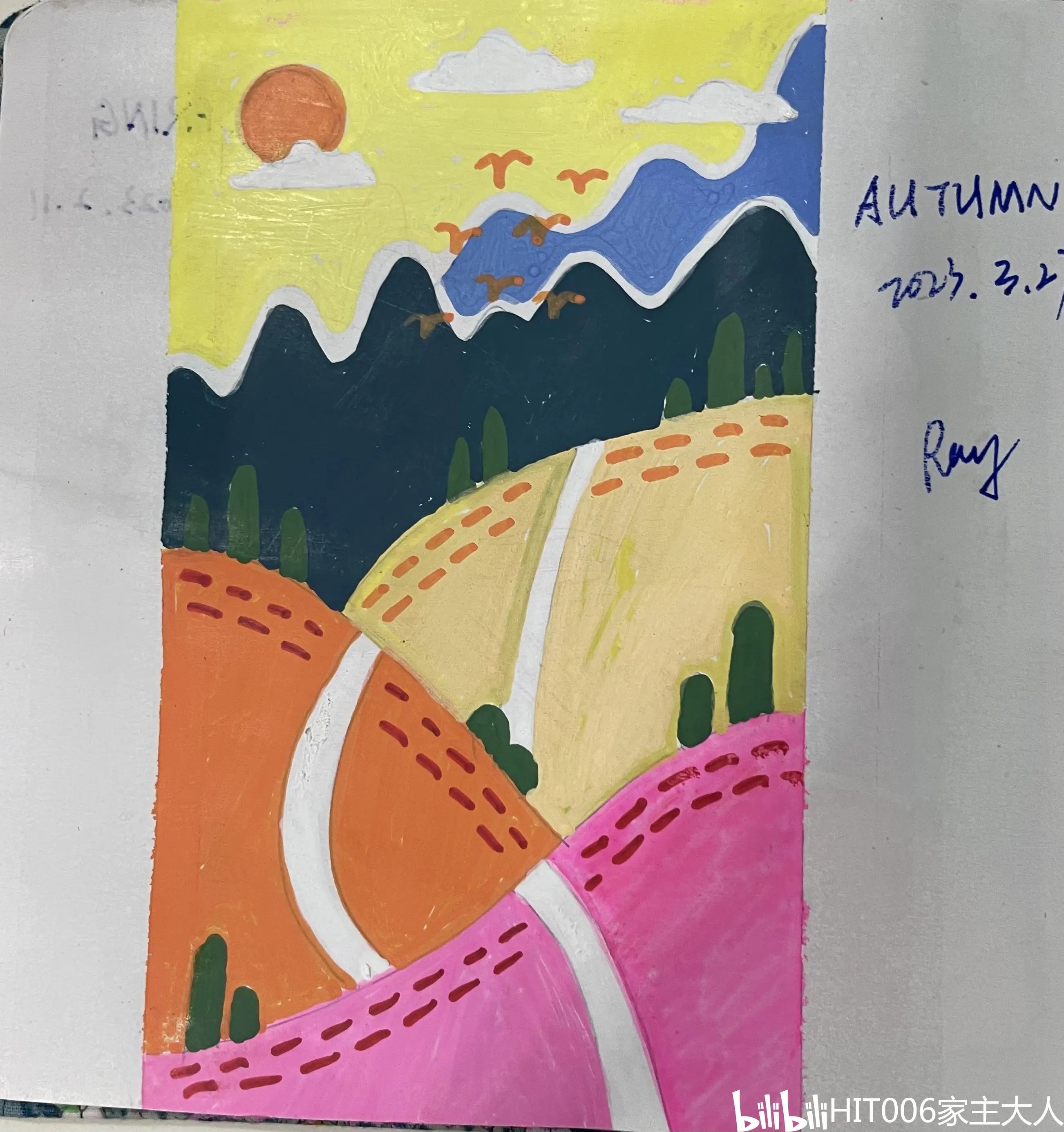 临摹小画 丙烯马克笔 春夏秋冬 四季