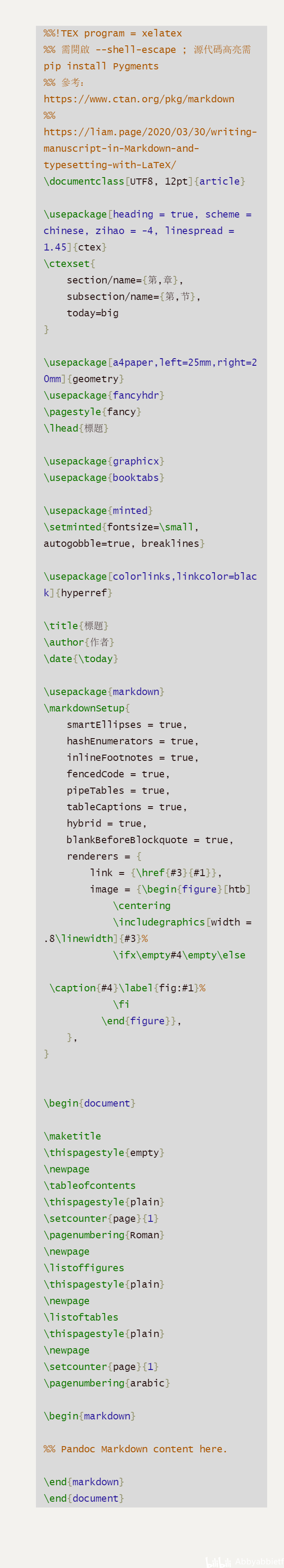 LaTeX template with Markdown 哔哩哔哩