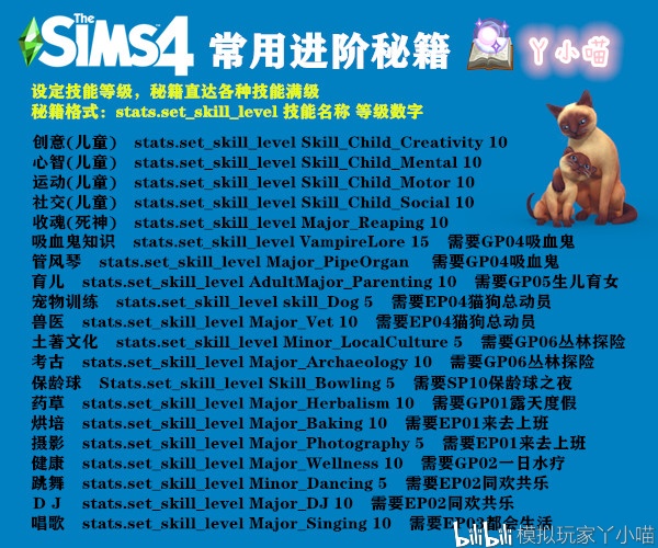 模拟人生4：各种技能满级秘籍大全 哔哩哔哩