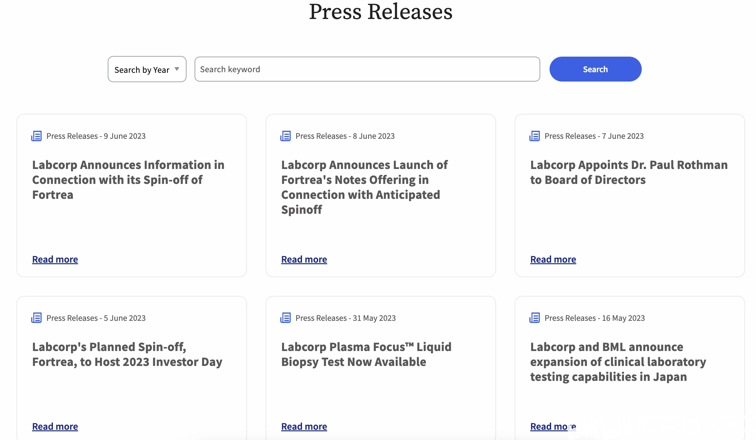 Labcorp公布分拆Fortrea的有关信息 哔哩哔哩