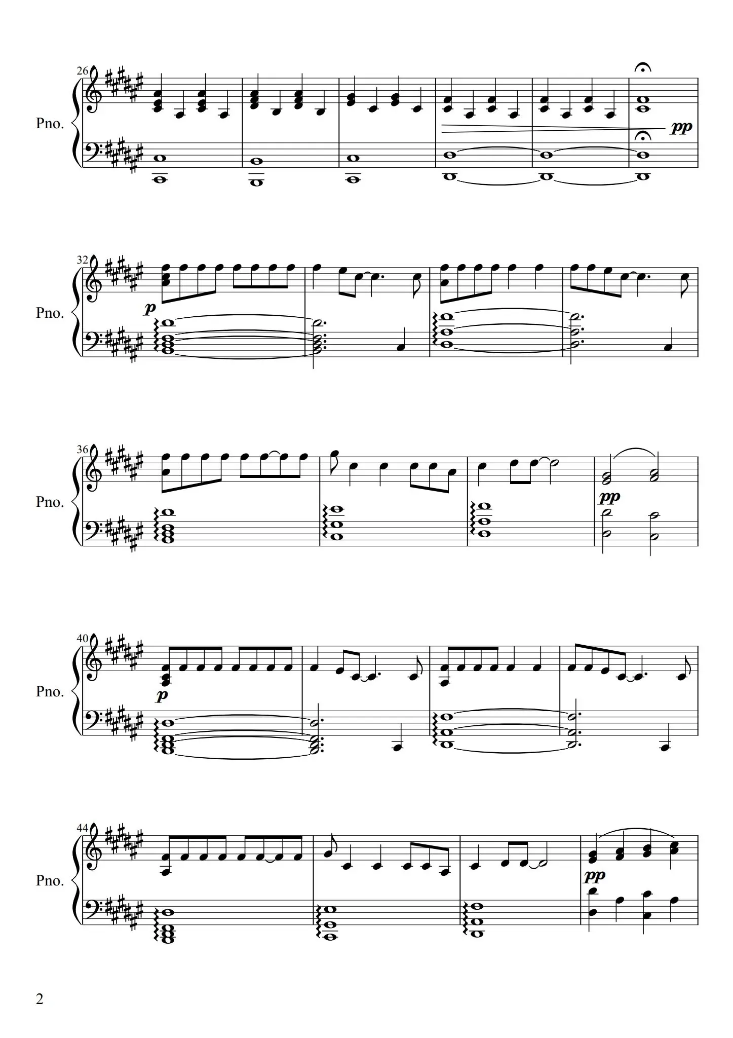 未闻花名钢琴谱