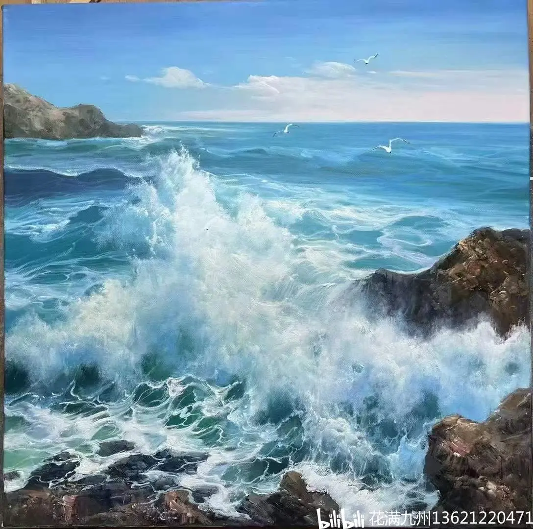 油画家李向标老师精品大海 作品赏析 ,80/80