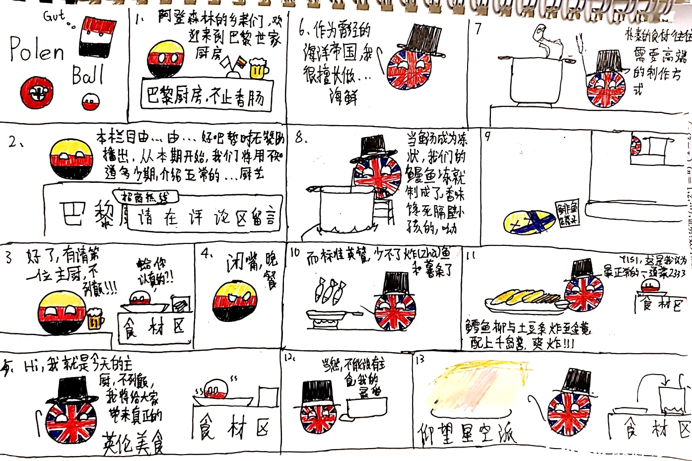 自制手绘波兰球漫画