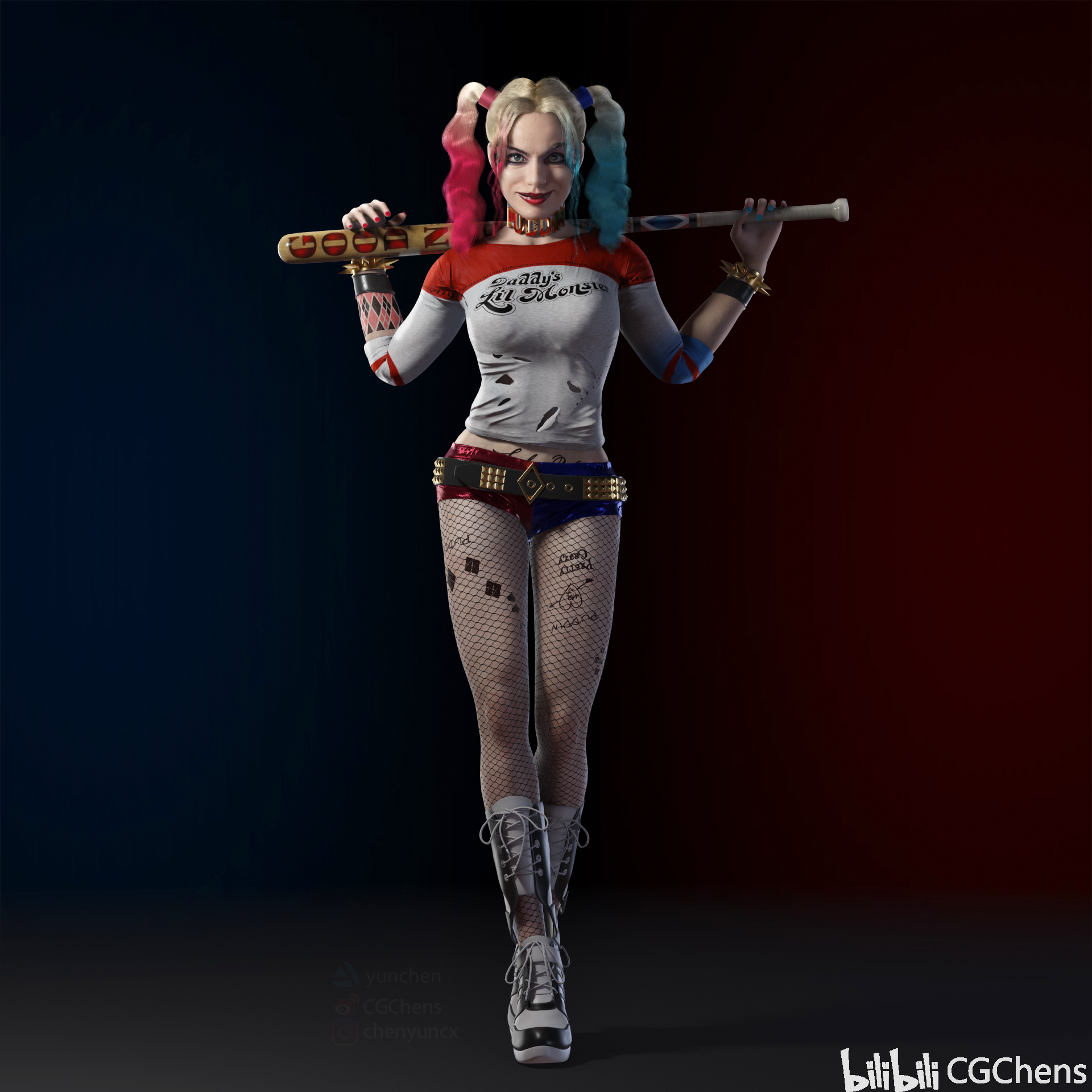 3d人物模型制作 harley quinn