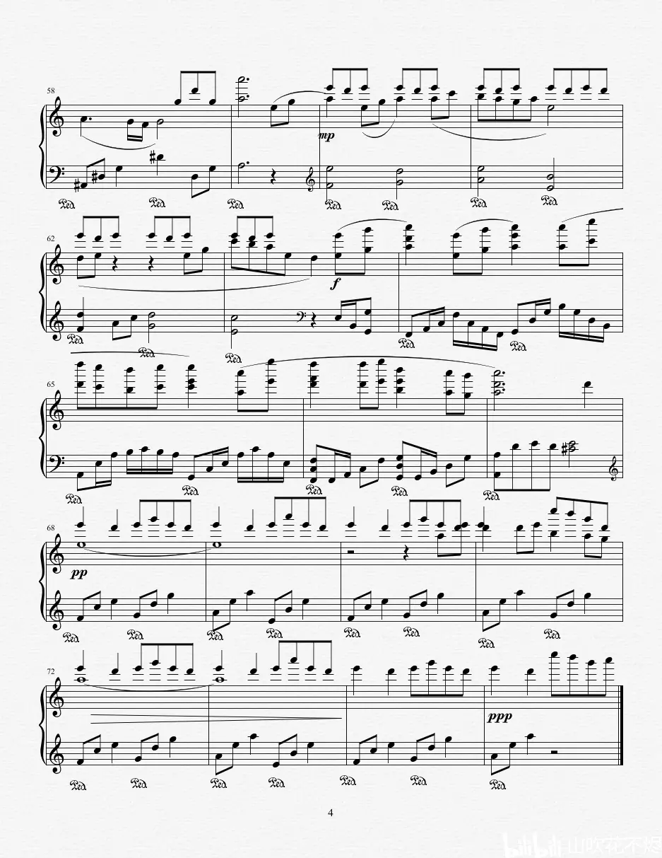 阴阳师手游 不知火角色曲《离岛之歌》钢琴谱