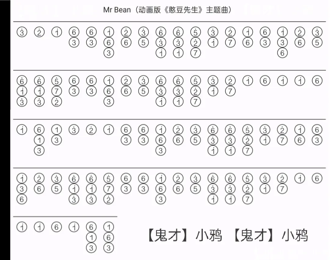 憨豆先生片头曲数字谱图片