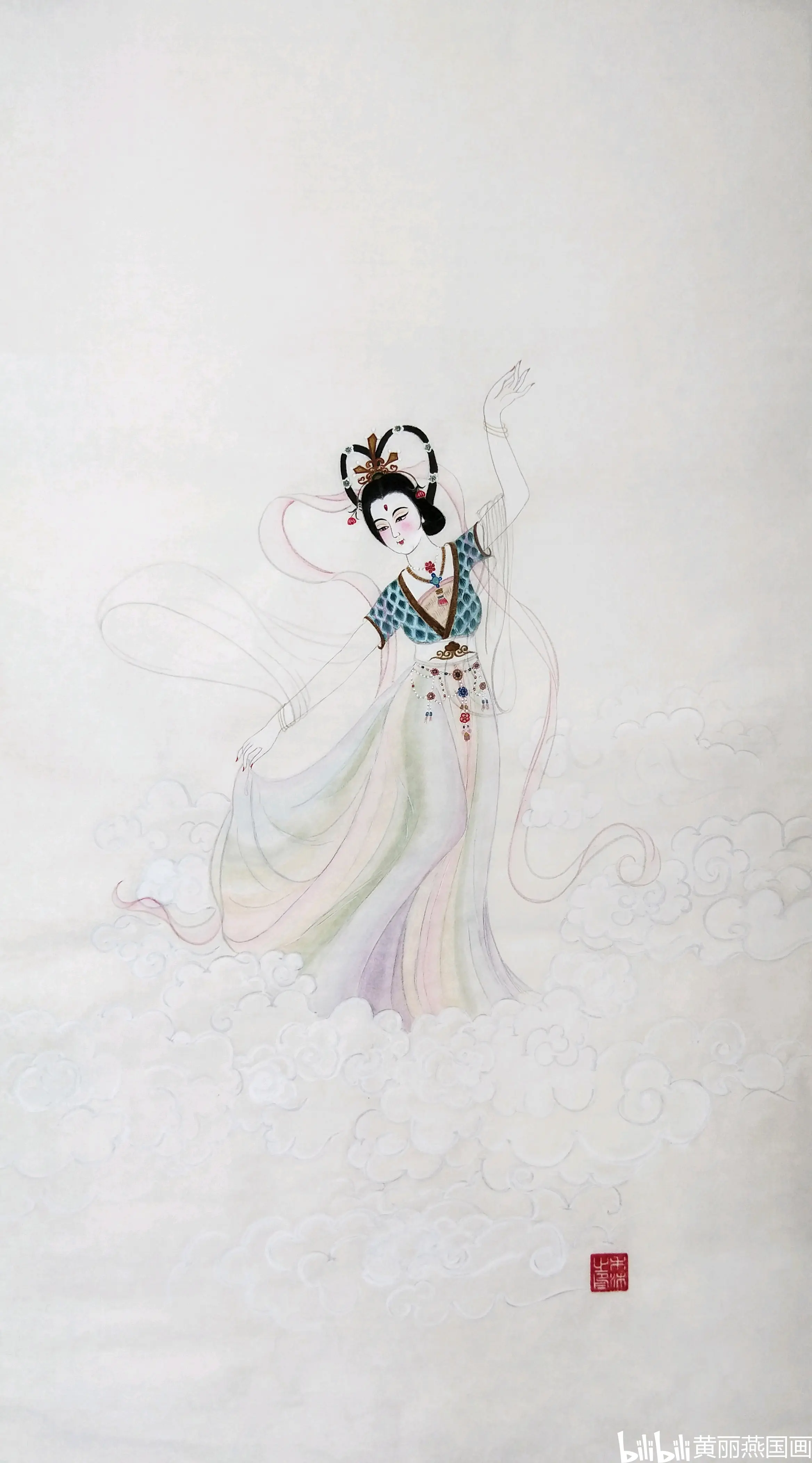 霓裳羽衣舞图(黄丽燕国画霓裳羽衣曲配舞想象图唐代宫庭乐舞)