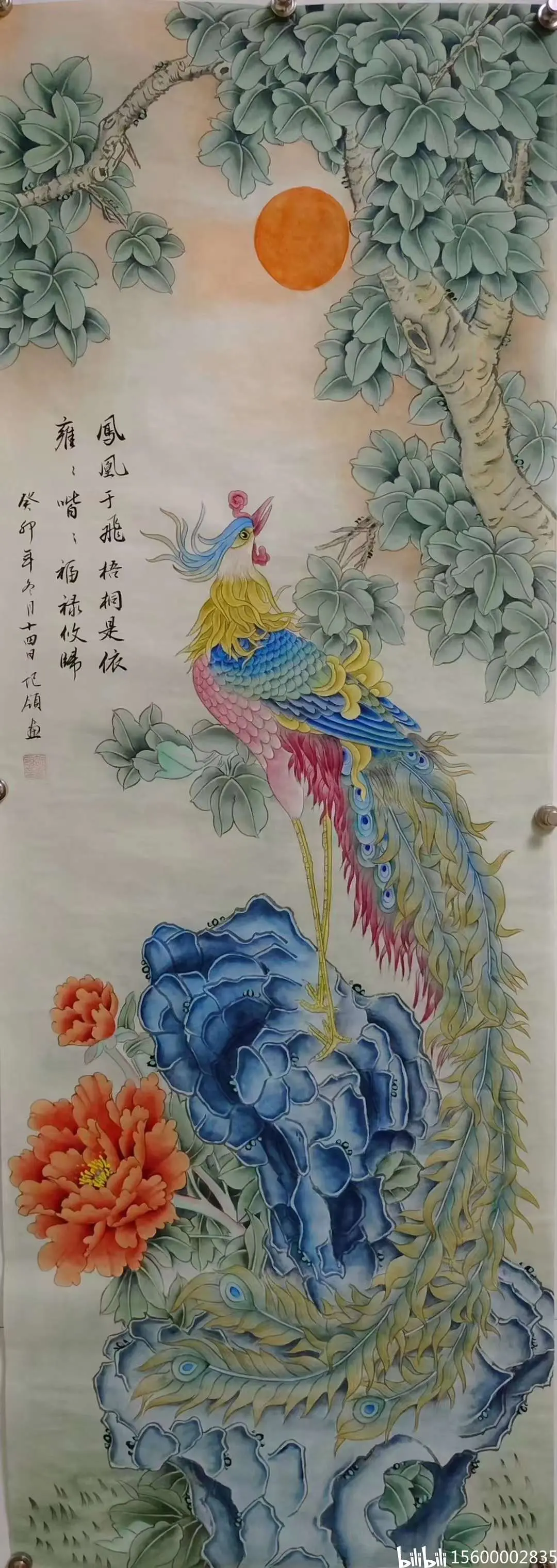 画家胡记领工笔画新品首推——凤凰于飞,梧桐是依 - 哔哩哔哩
