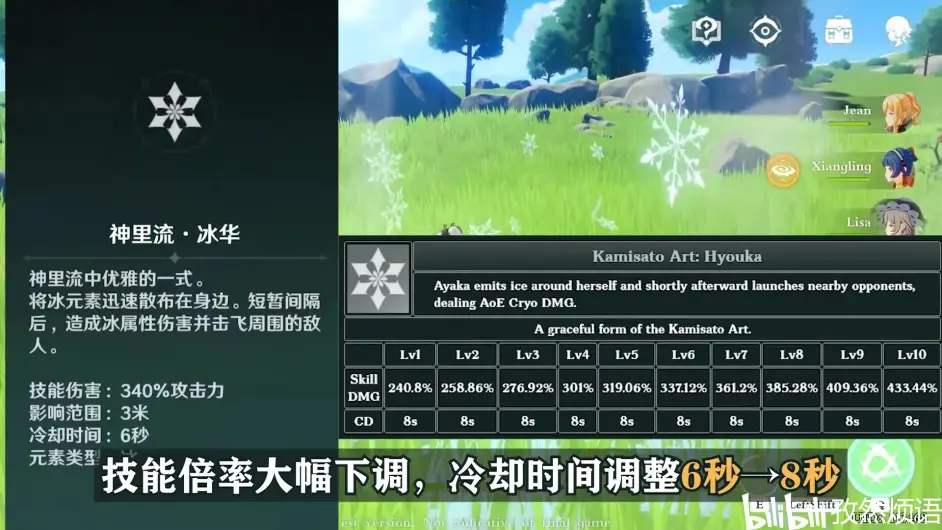 原神新版改动 稻妻城神里绫华 技能展示 数据调整命之座介绍 突破材料 哔哩哔哩