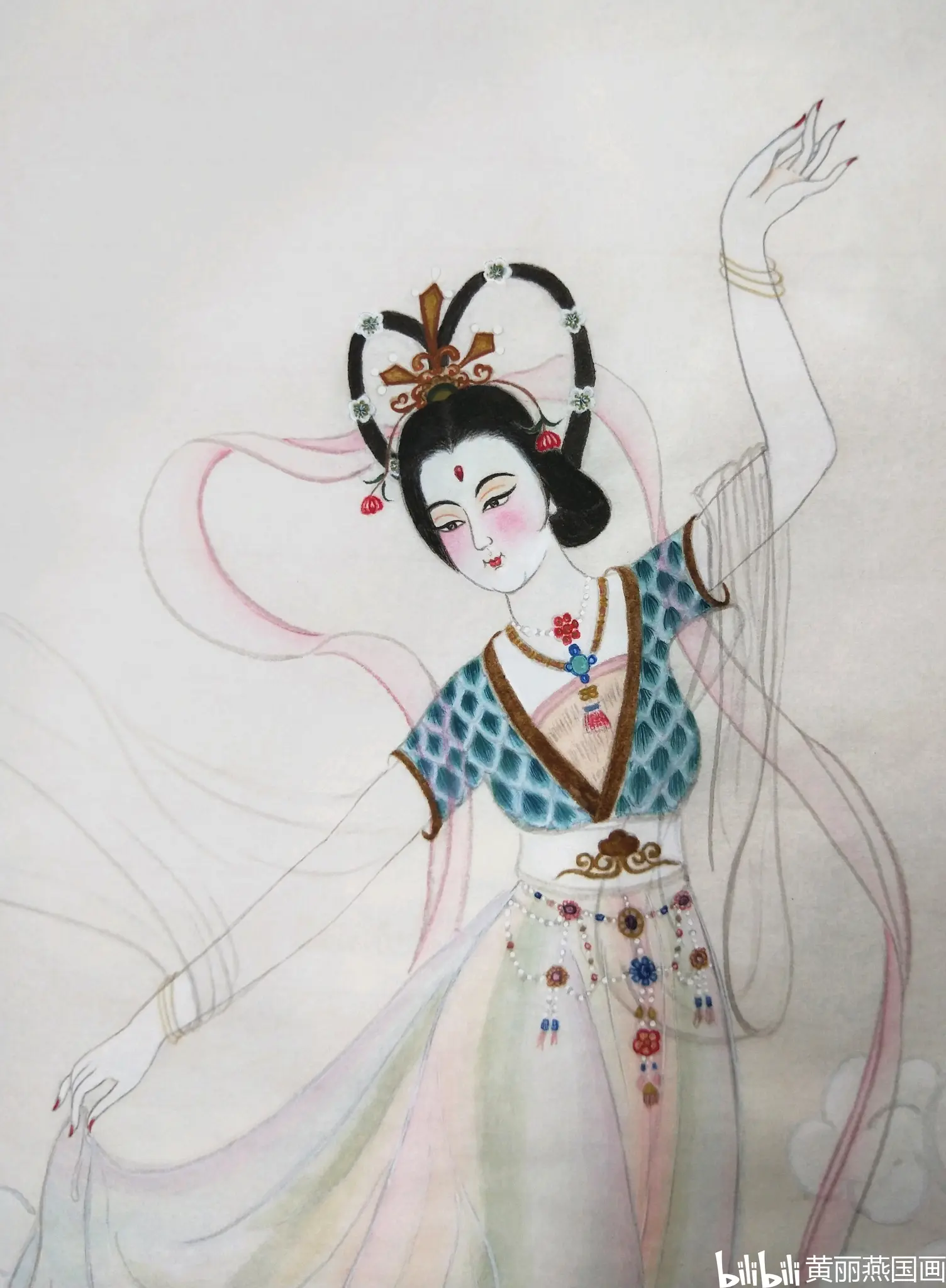 霓裳羽衣舞图(黄丽燕国画霓裳羽衣曲配舞想象图唐代宫庭乐舞) - 哔哩