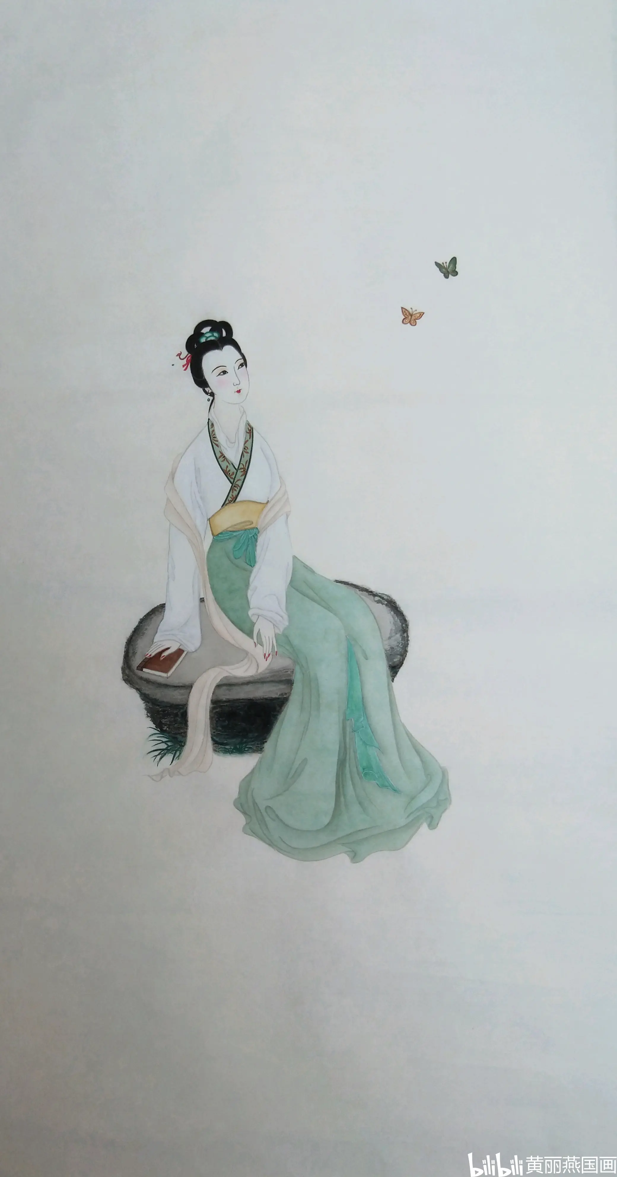芳兰图(黄丽燕国画仕女画工笔手绘古装人物画) - 哔哩哔哩