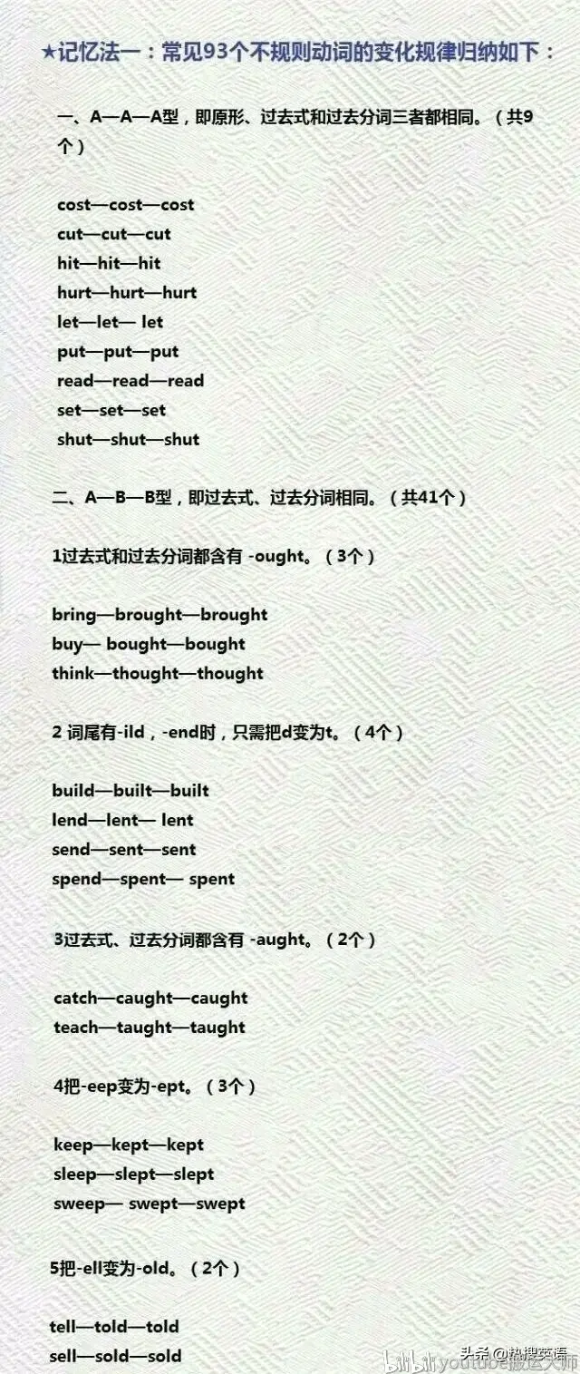不规则动词的变化合集 哔哩哔哩