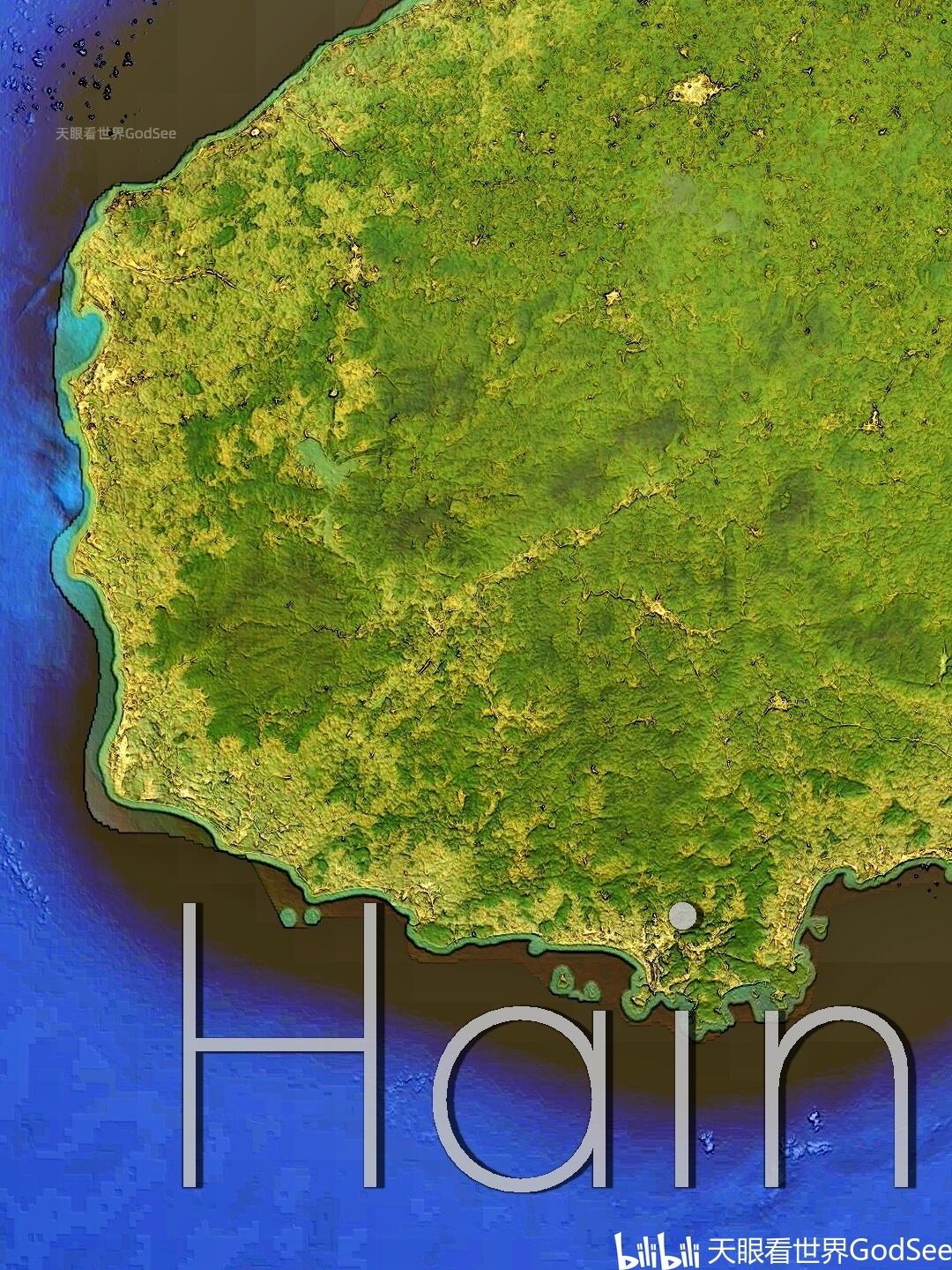 海南岛主题卫星地形地图壁纸 重彩暗氪金风格 - 哔哩哔哩