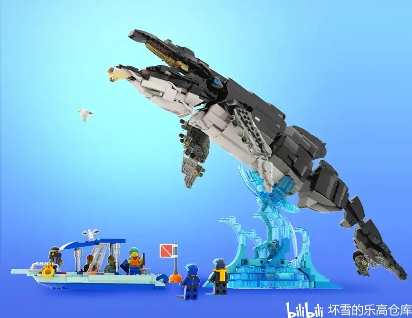 用乐高积木搭建的鲸鱼,你喜欢吗?