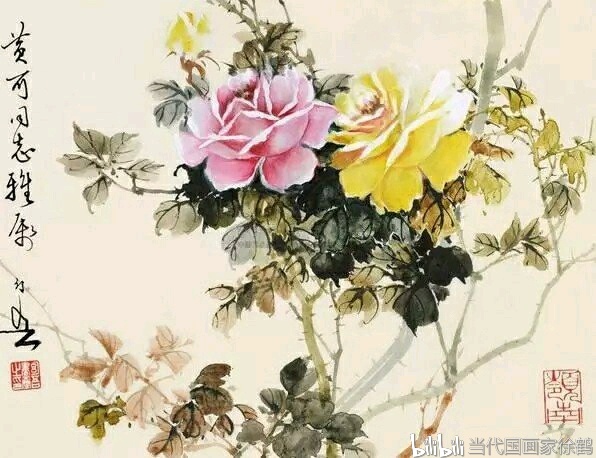 当代国画家徐鹤推荐～工笔画月季花作品集锦