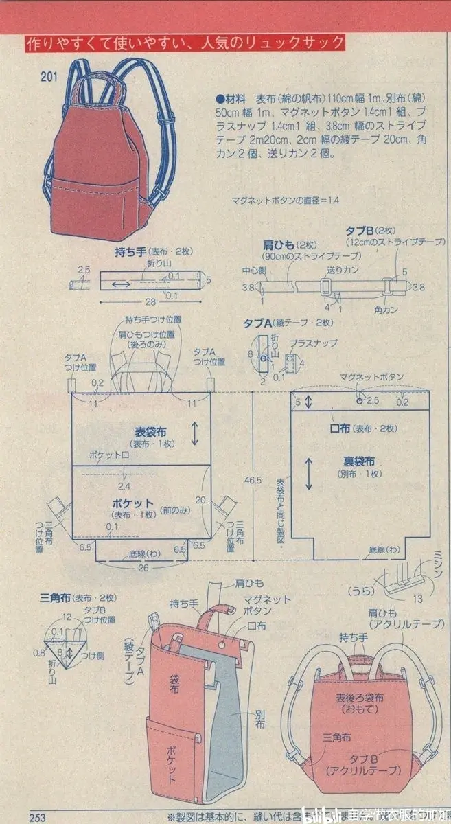 6款双肩包包裁剪图打版图纸 哔哩哔哩