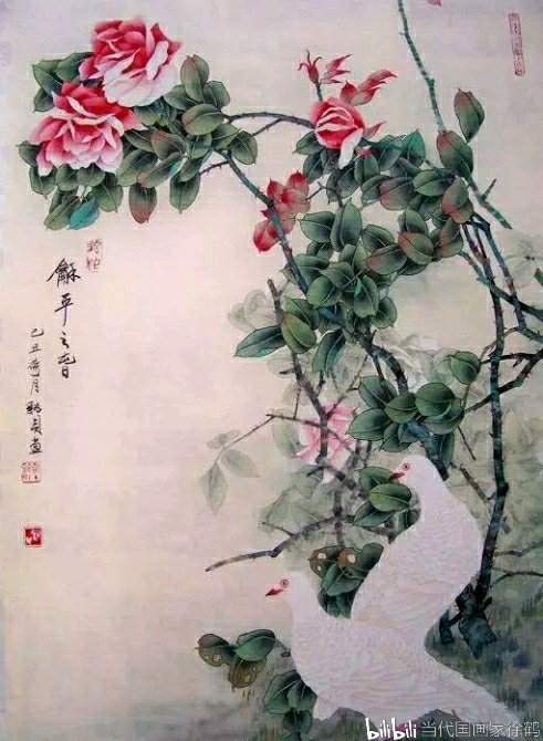 當代國畫家徐鶴推薦～工筆畫月季花作品集錦