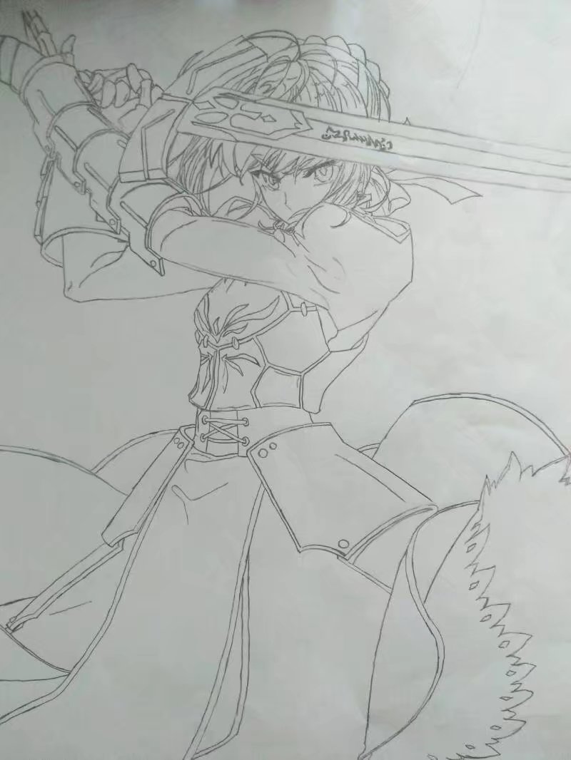 纯手绘saber临摹