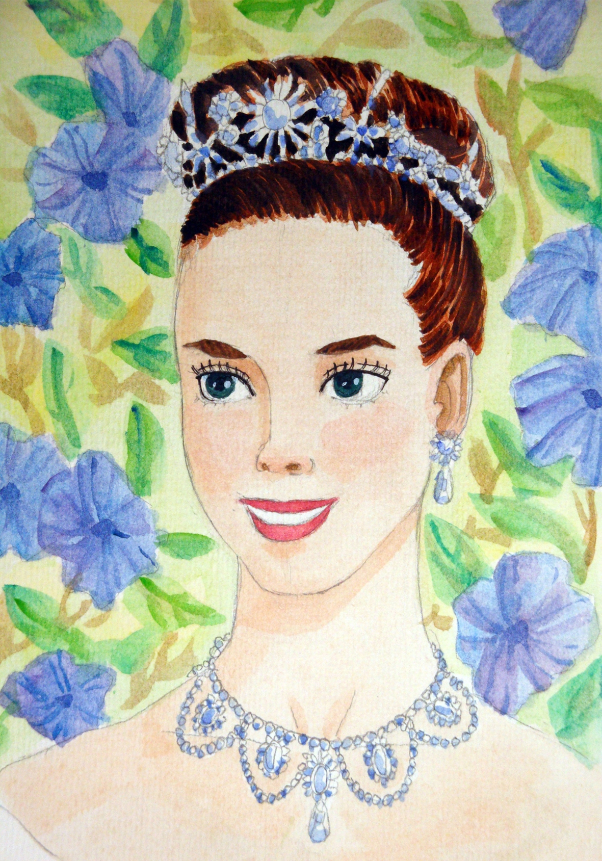 奥黛丽赫本手绘水彩插画