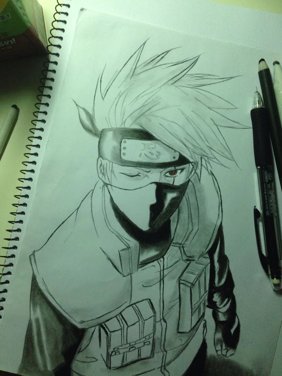 炭笔临摹作品.卡卡西美颜盛世.