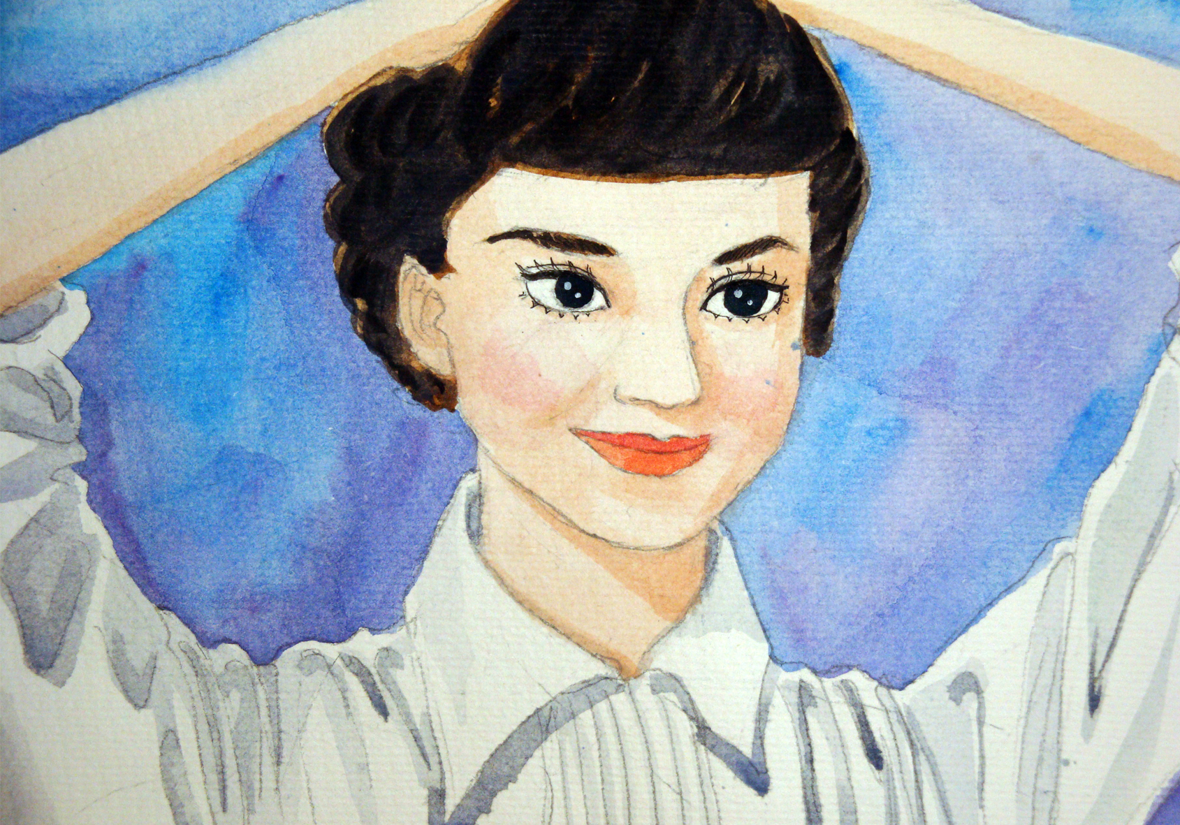 奥黛丽赫本手绘水彩插画