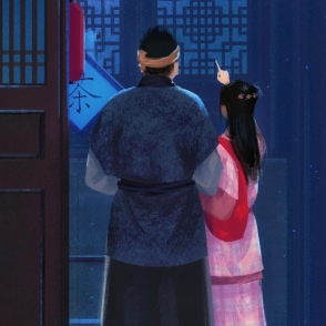 楊柳堤遠方煙雨