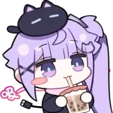 [虚拟邻居·动态表情包_喝奶茶]