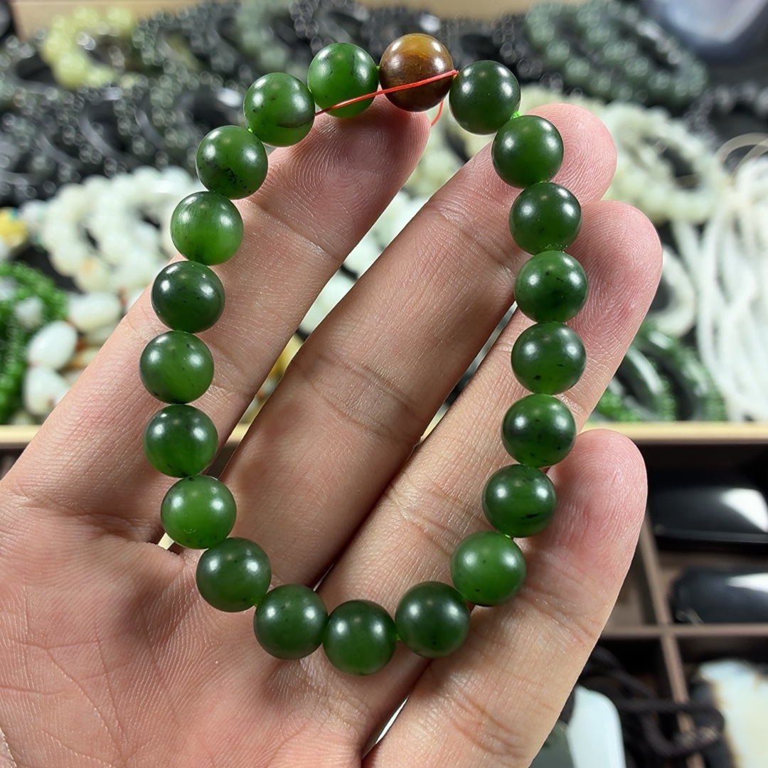 俄料碧玉山流水9mm圆珠