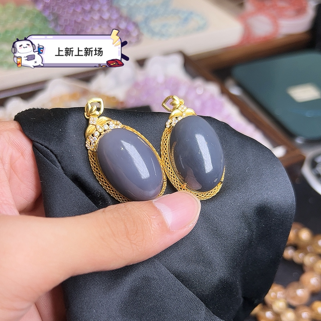 高品/新品青海浓烟紫鸽子蛋吊坠