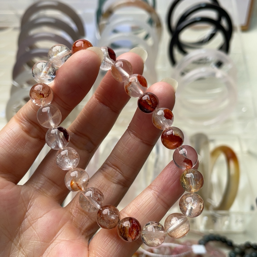 9mm红胶花手串