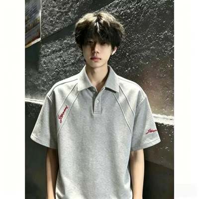 老万同学夏季新款男士翻领拼接polo衫修身潮流T恤RS/XZ505/TK8196/GSG