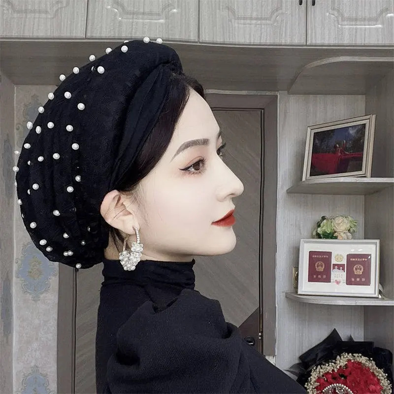 洋气夏季流行帽帽子黑色女2026薄款白色发箍帽减龄新款百搭包头帽