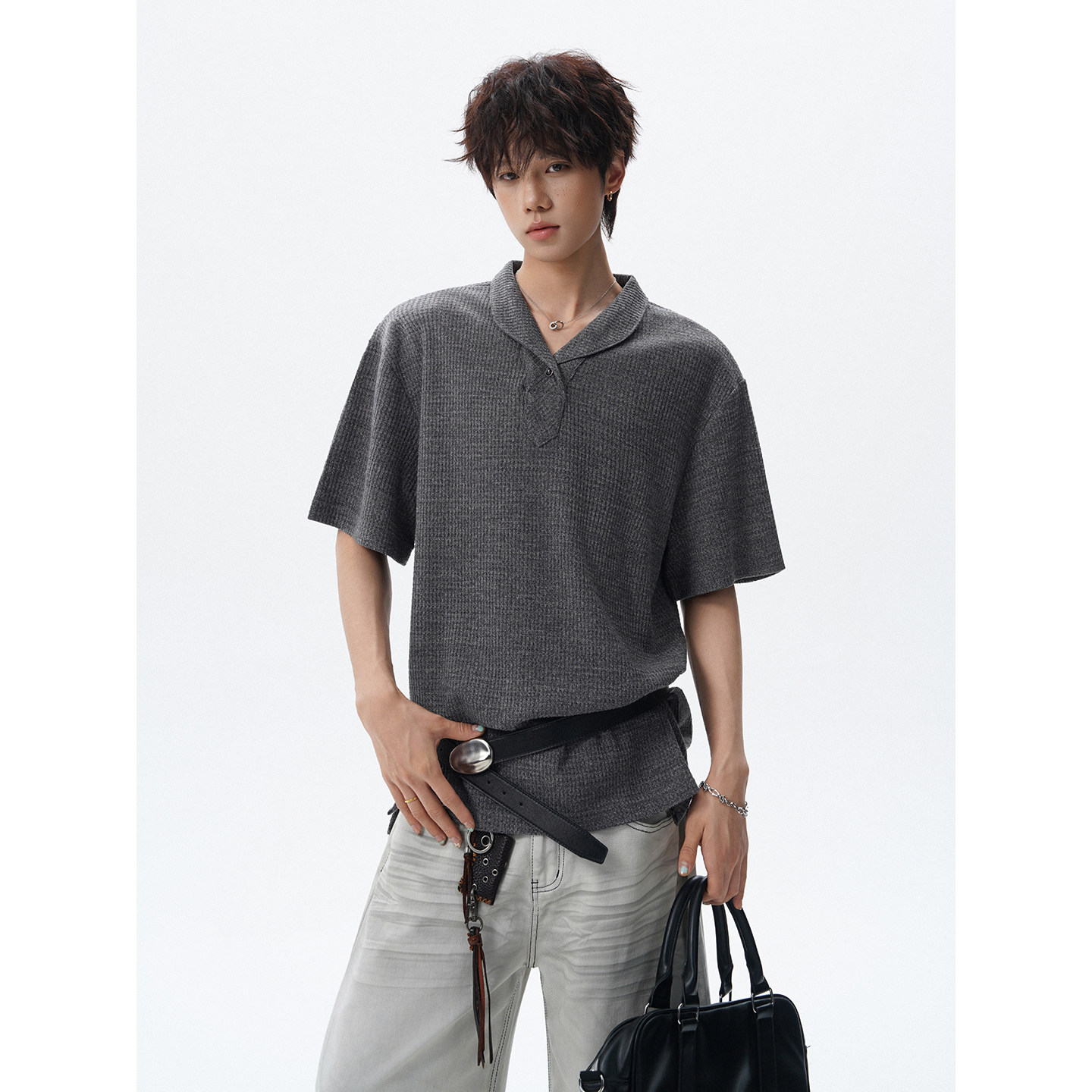 老万同学夏季新款男士复古老钱风短袖宽松休闲RS/XZ618/HT1005