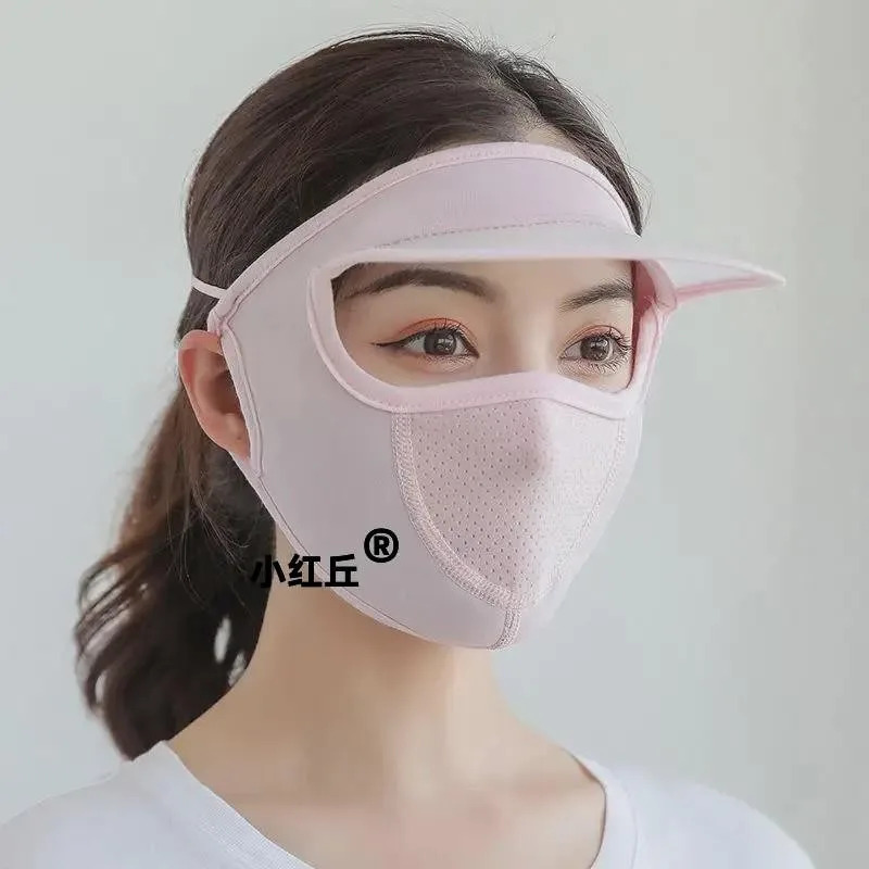 防晒口罩女款帽子一体脸基尼冰丝遮阳全脸面罩脸罩带帽檐透气防尘