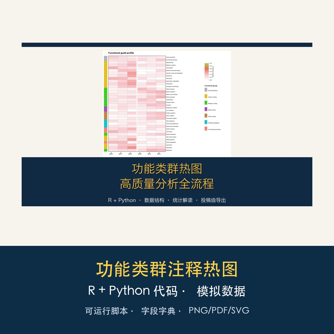 功能类群注释热图｜R+Python代码与模拟数据