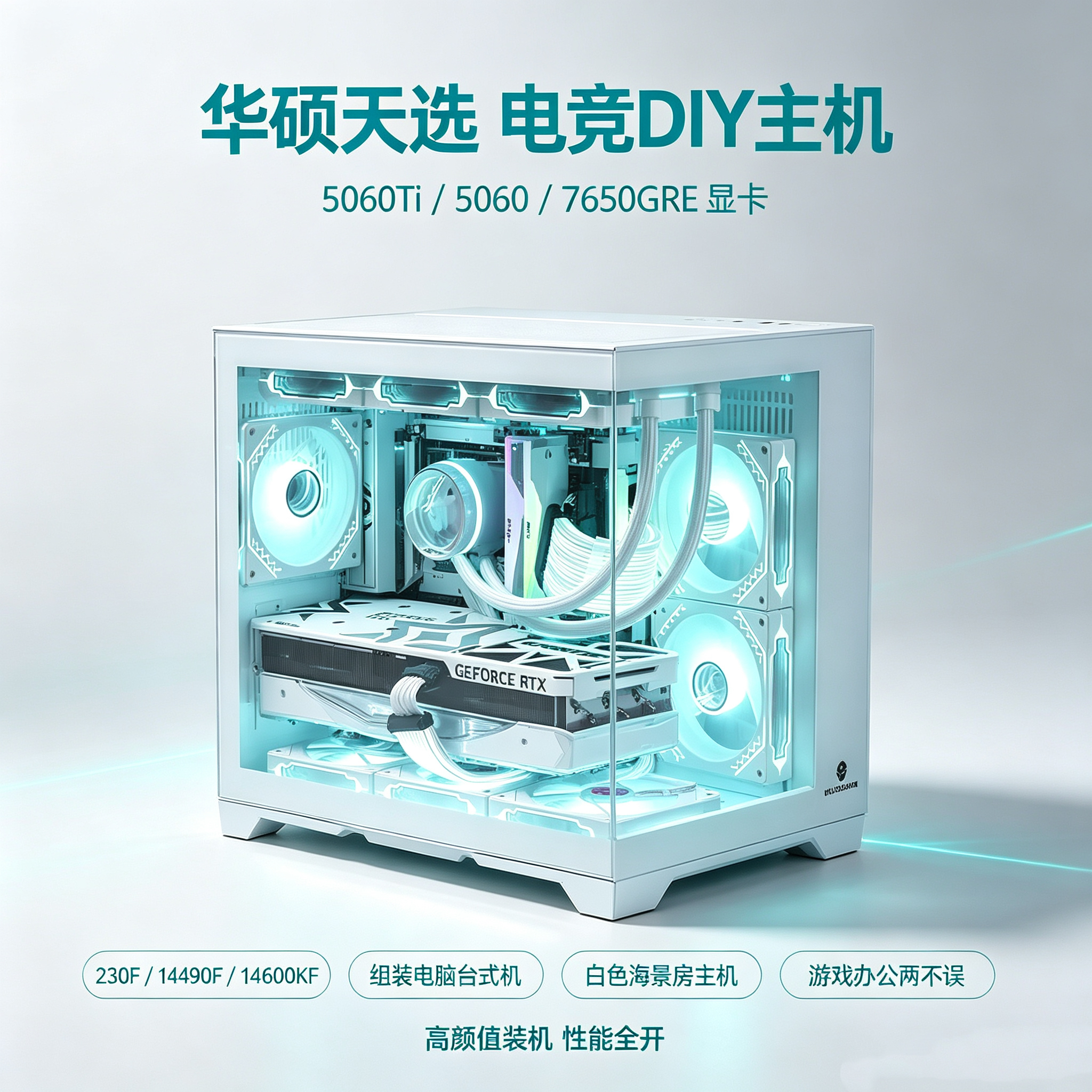 华硕天选5060Ti/5060/7650GRE显卡组装电脑台式机DIY主机