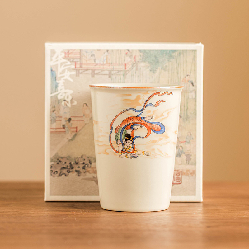 敦煌文创可乐杯茶杯陶瓷创意水杯随手杯精致高档啤酒杯果汁杯