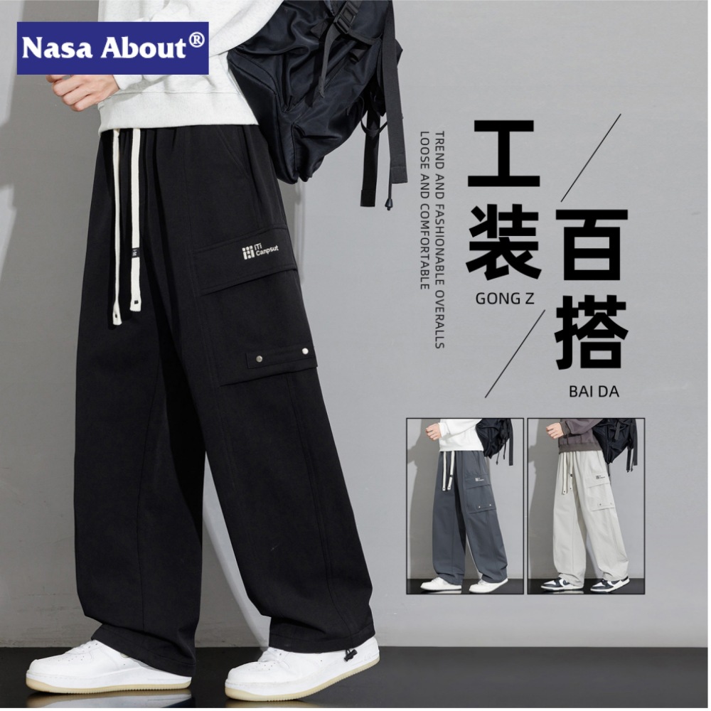 NASA ABOUT休闲工装裤男款裤春秋季2026新款宽松直筒阔腿运动长裤