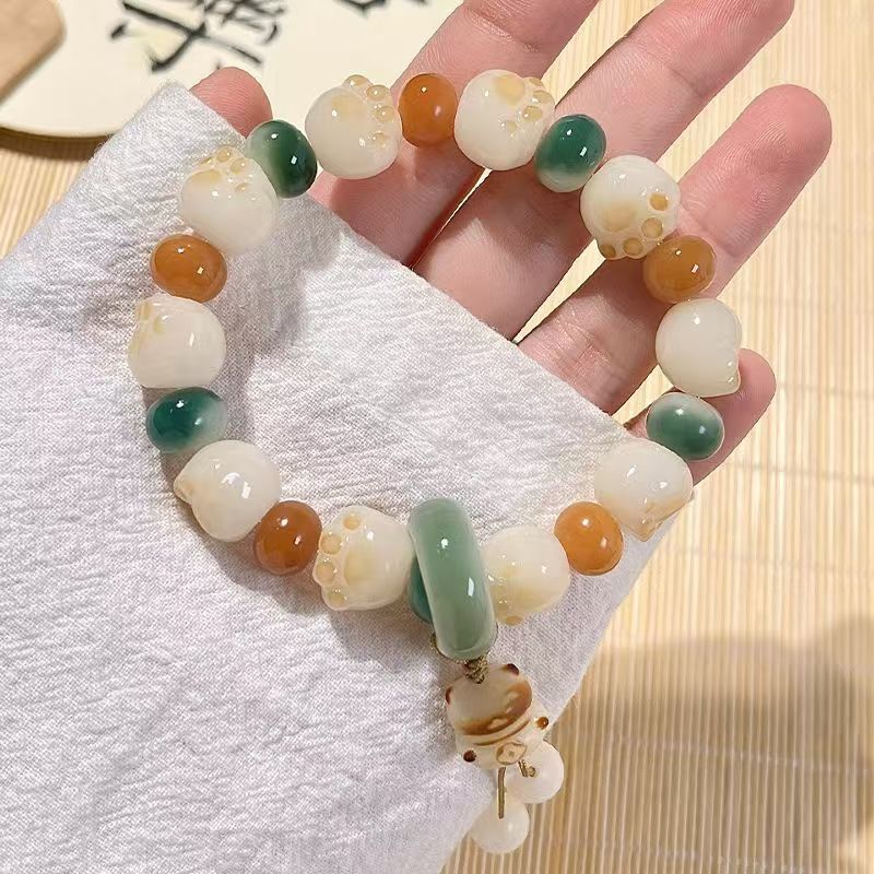 可爱菩提猫爪手链高颜值精致百搭可爱卡通设手串绕指手捻闺蜜好朋友手链女初中高中大学生