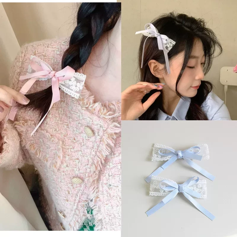 芭蕾风粉色蝴蝶结发夹双马尾发夹日系可爱温柔风小号蝴蝶结头饰女