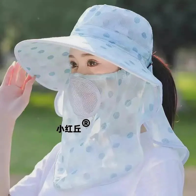 遮阳帽子女防晒采茶太阳帽透气护脸护颈防尘工作农村下地干活帽子