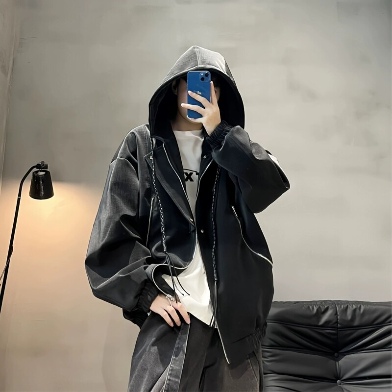 老万同学秋冬新款纹理设计感连帽夹克情侣休闲外套RS/A093-JK960