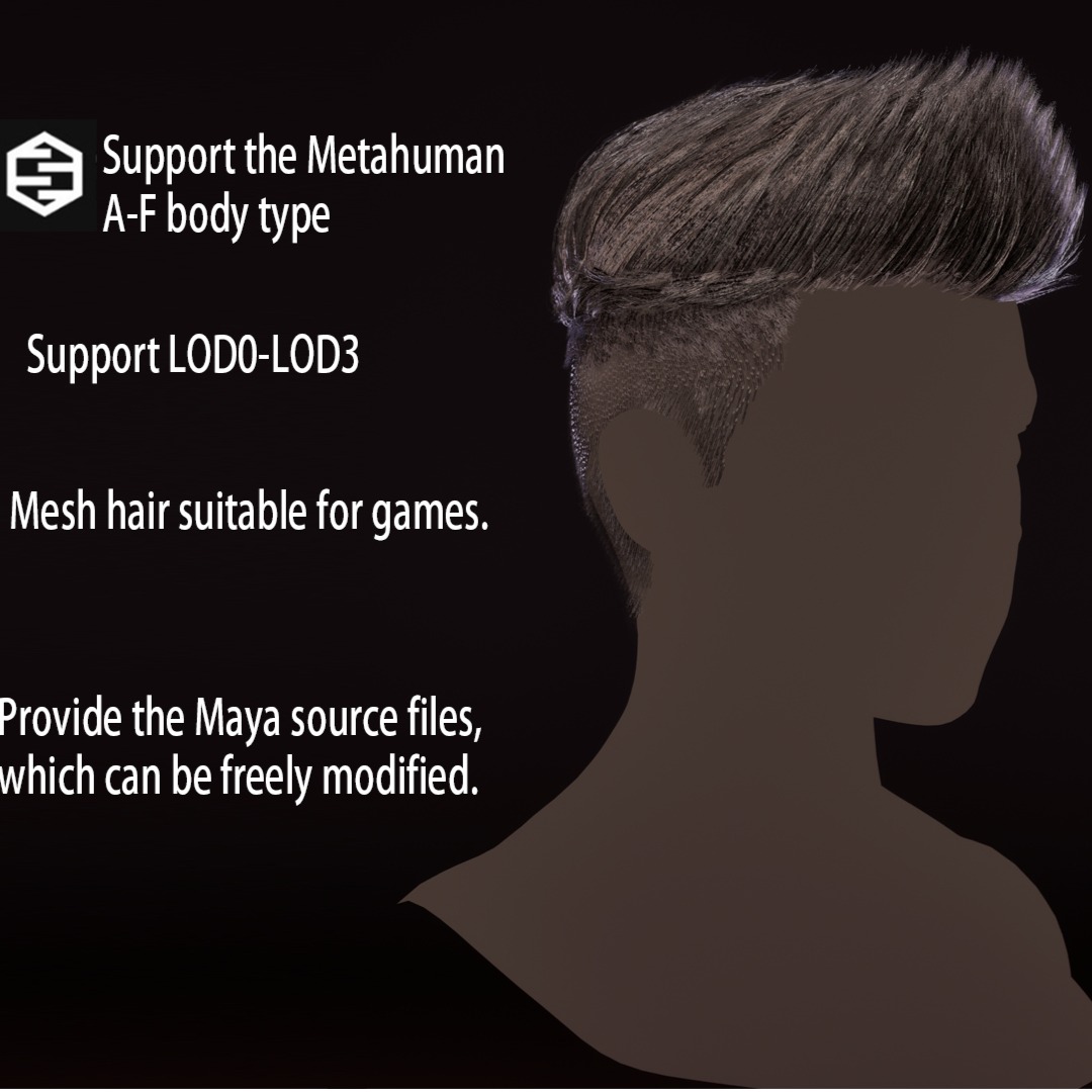 metahuman A-F体型 男性插片发型02