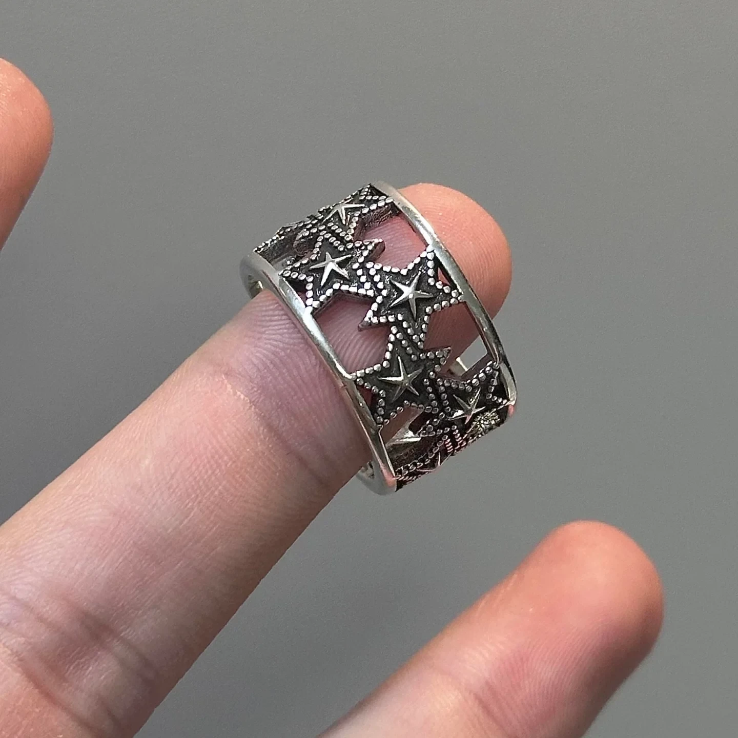 Jewelry Codex设计师款 肌理五芒星做旧开口指环酷潮个性时尚戒指