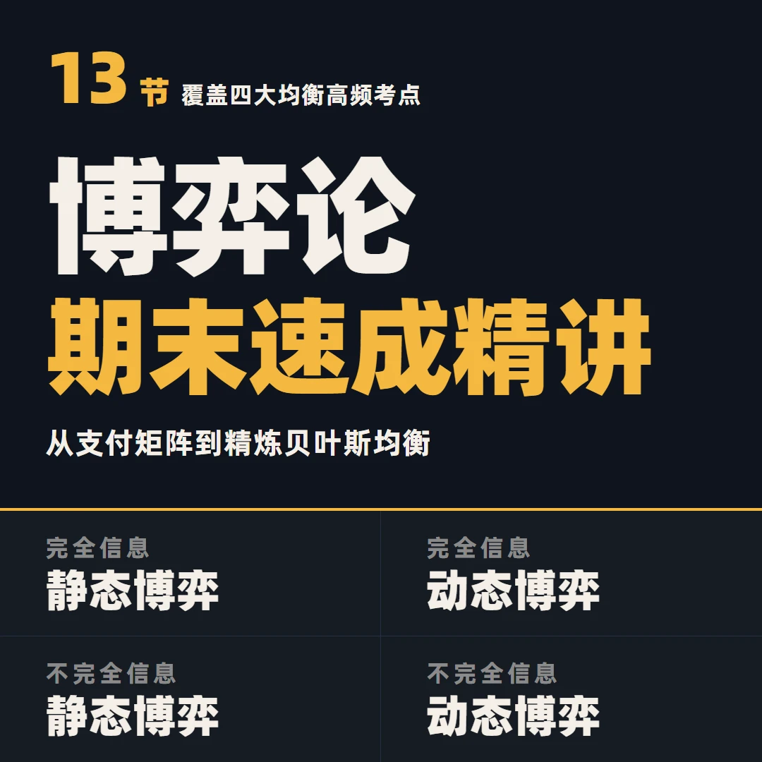 全套PPT+逐字稿+博弈论期末速成：四大均衡模型与经典例题精讲