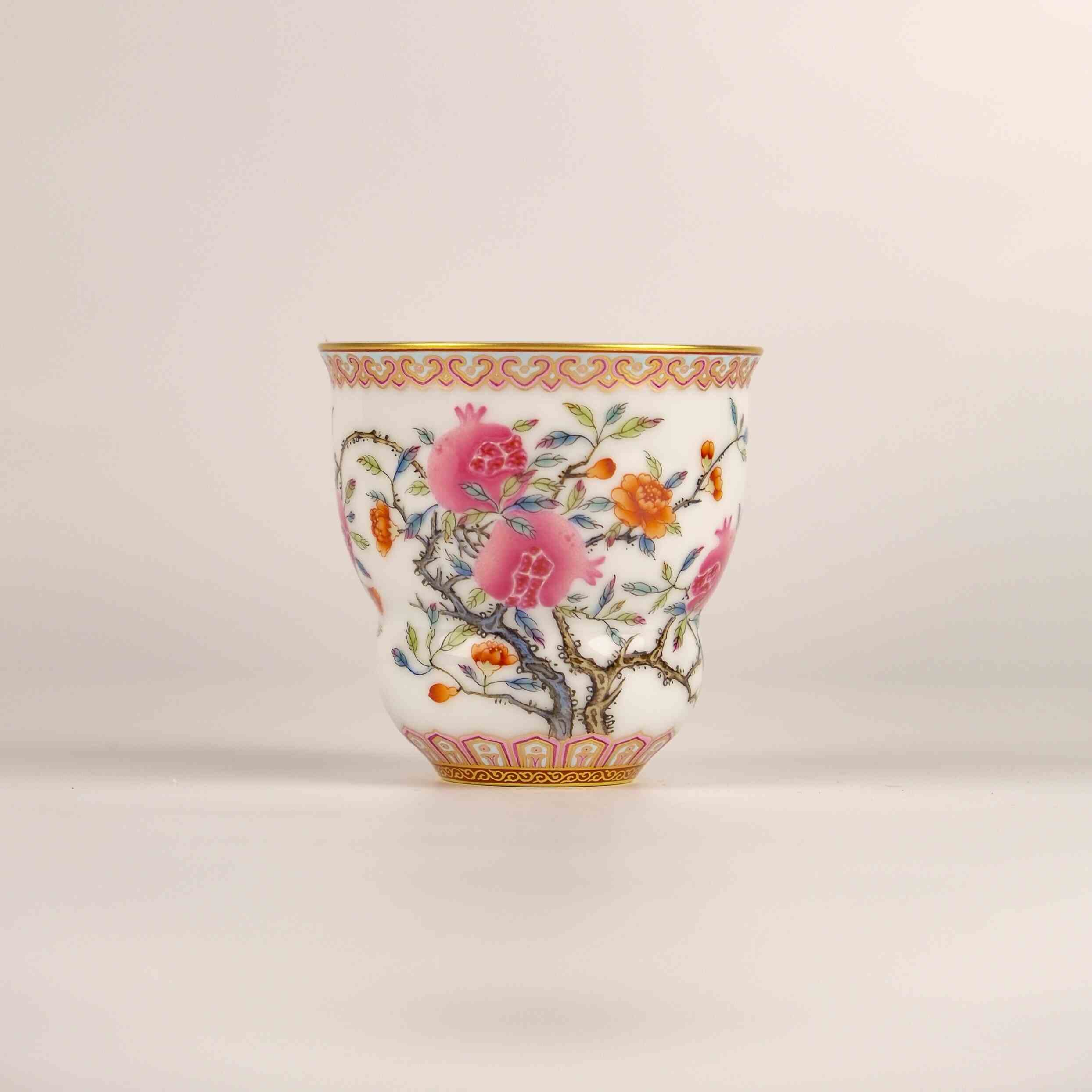 尘定轩小美满陶瓷茶器系列：石榴葫芦杯