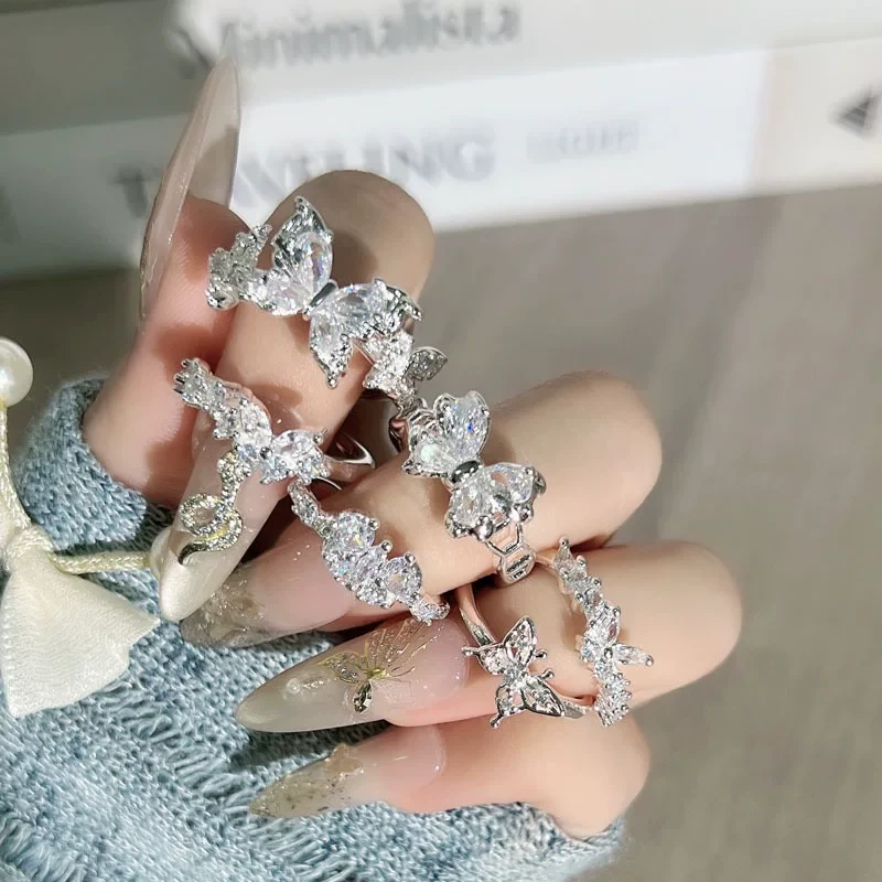钻蝶凝奢闪钻蝴蝶系列ins冷淡风轻奢戒指女时尚气质小众百搭戒指